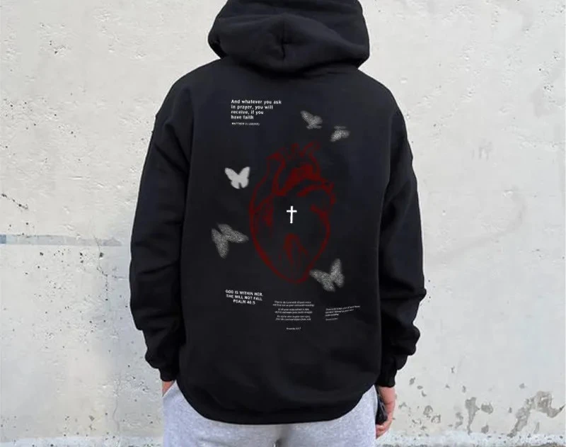 

2025 Autumn and Winter 100% Cotton Trust in The Lord Print Hoodie High-end Luxury Is for Both Men and Women Top Y2k