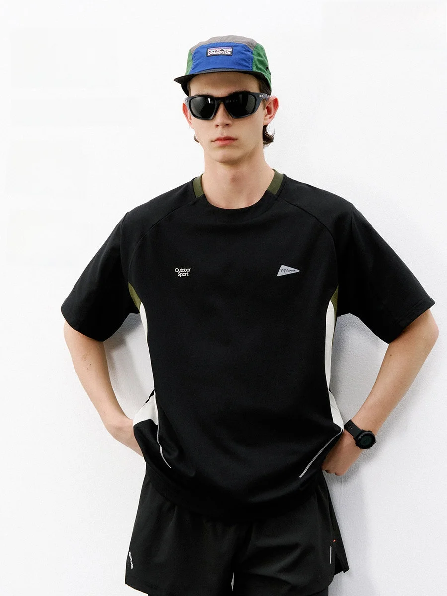 714street Summer Breathable Quick Dry Cool Feeling Sports Short Sleeve T-Shirt Couple Men's Fashion Outdoor Running Cycling