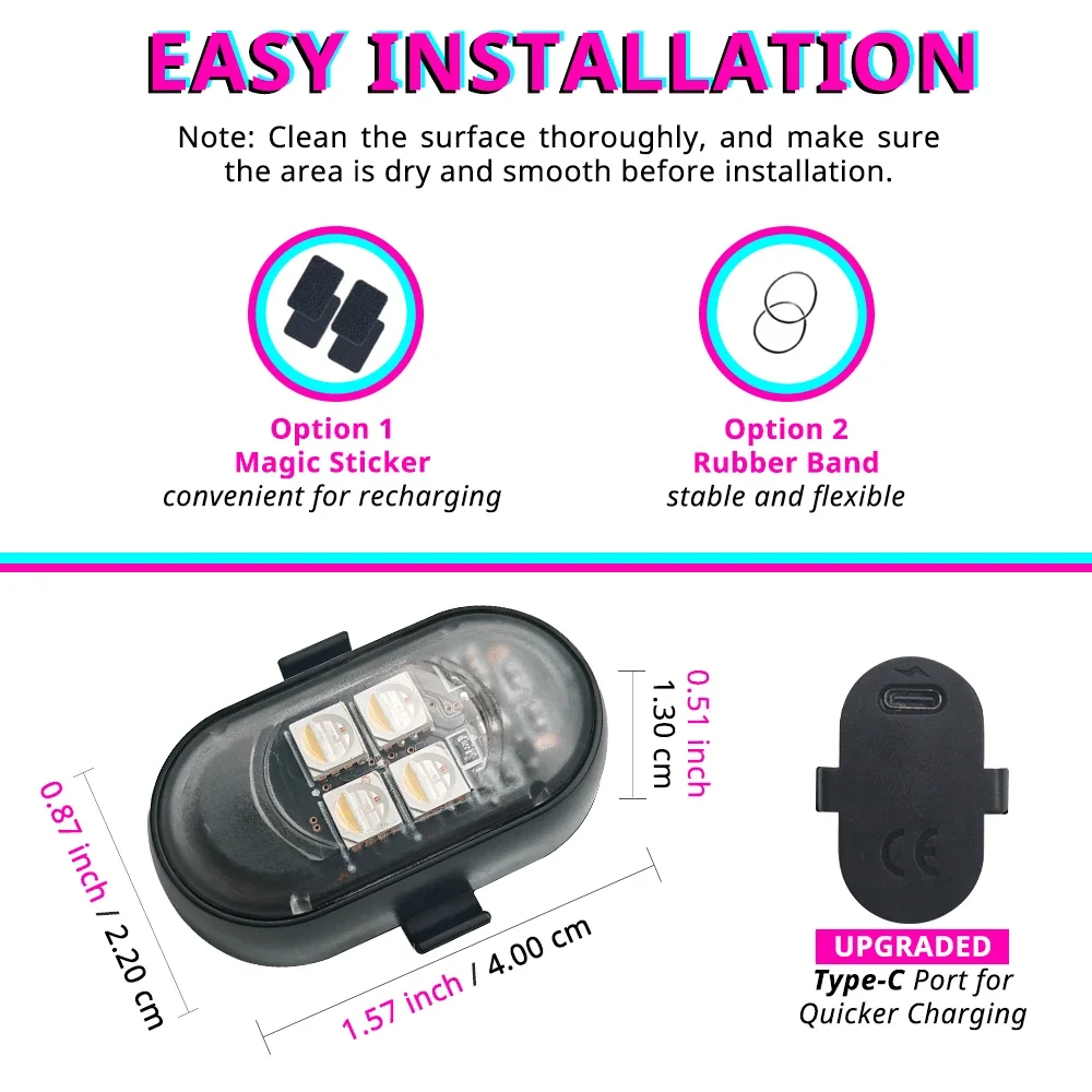 Remote Control LED Strobe Lights RGB Flash Underglow Footwell Car Mods Motorcycle Bike SUV Lamp Accent Interior Accessories