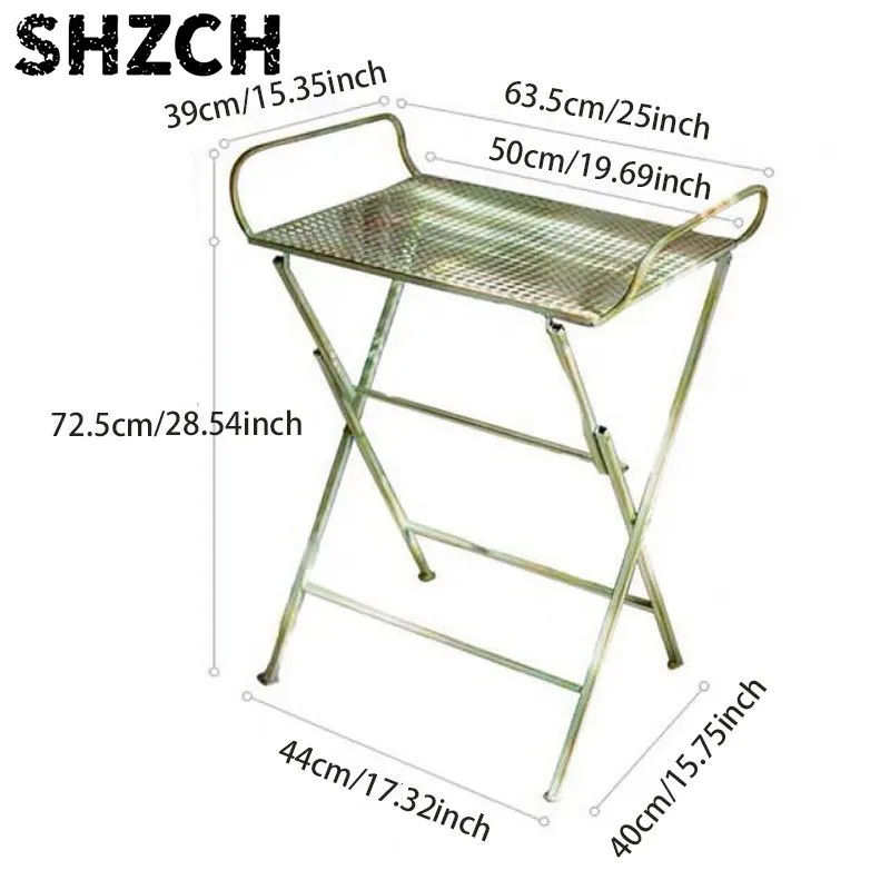 Vintage Wrought Iron Folding Chair Set with Side Table for Outdoor Garden Balcony Plants Display Tea Table