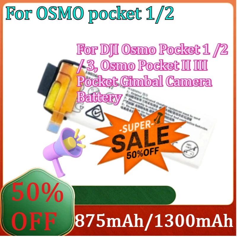 For DJI Osmo Pocket 1 /2 / 3, Osmo Pocket II III Pocket Gimbal Camera Battery New 875mAh/1300mAh High Quality Battery