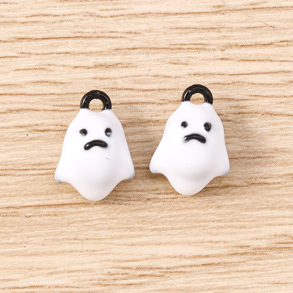 Tusember 5 Stück Halloween-Geister-Anhänger, niedliche Geister-Anhänger, baumelnde Charm-Perlen, passend für Original-Armbänder aus 925er Sterlingsilber, DIY-Schmuck – Detail 8
