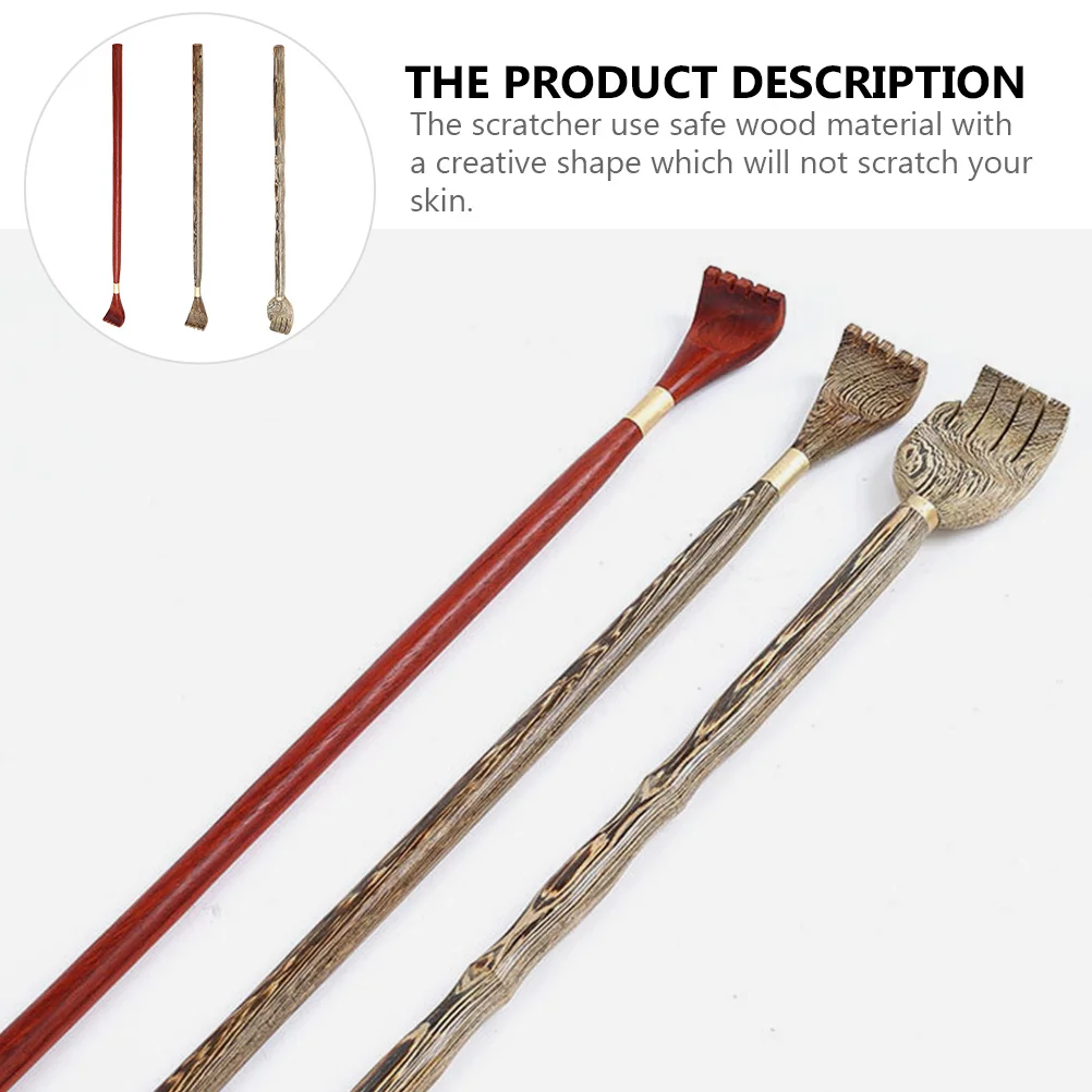 

3pcs Wooden Back Scratcher Massagers Itch Relief Claw Stick For Relaxation Blood Circulation Skin-Friendly Allergy-