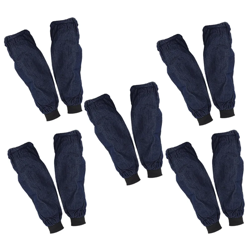 

5Pairs Denim Oversleeve Waterproof Oilproof Arm Sleeve Covers Reusable Washable Elastic Fit for Kitchen Factory Hairdressing