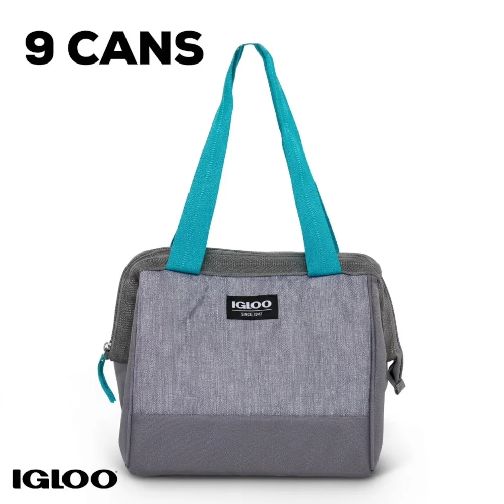 Insulated Softside Cooler Bag for Food and Drinks 9 Can Capacity Portable Tote Cooler Gray Leakproof Picnic Beach Lunch Bag