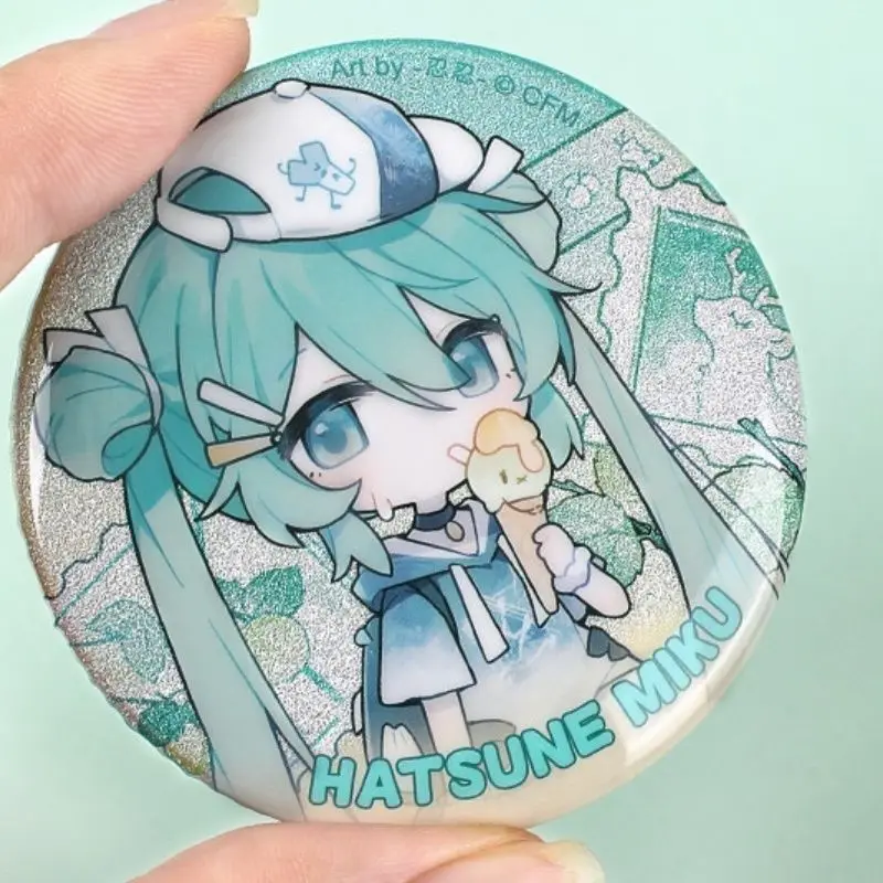 Q Version Hatsune Miku Peripheral Character Barji Round Large Badge Cute Student Back Packaging Decoration Metal Pin