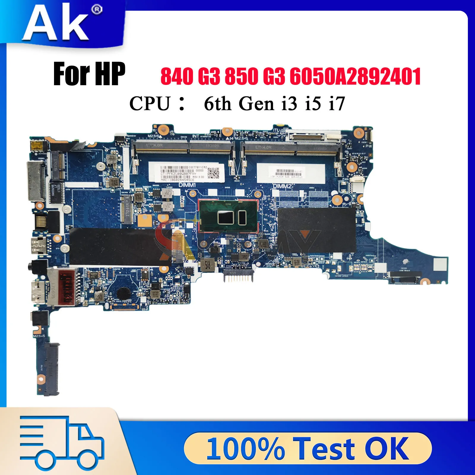 

Материнская плата для ноутбука HP EliteBook 840 G3 850 G3 6050A2892401 903741-601 918315-601 с процессором i5 i7 6-го поколения, 100% полностью протестирована