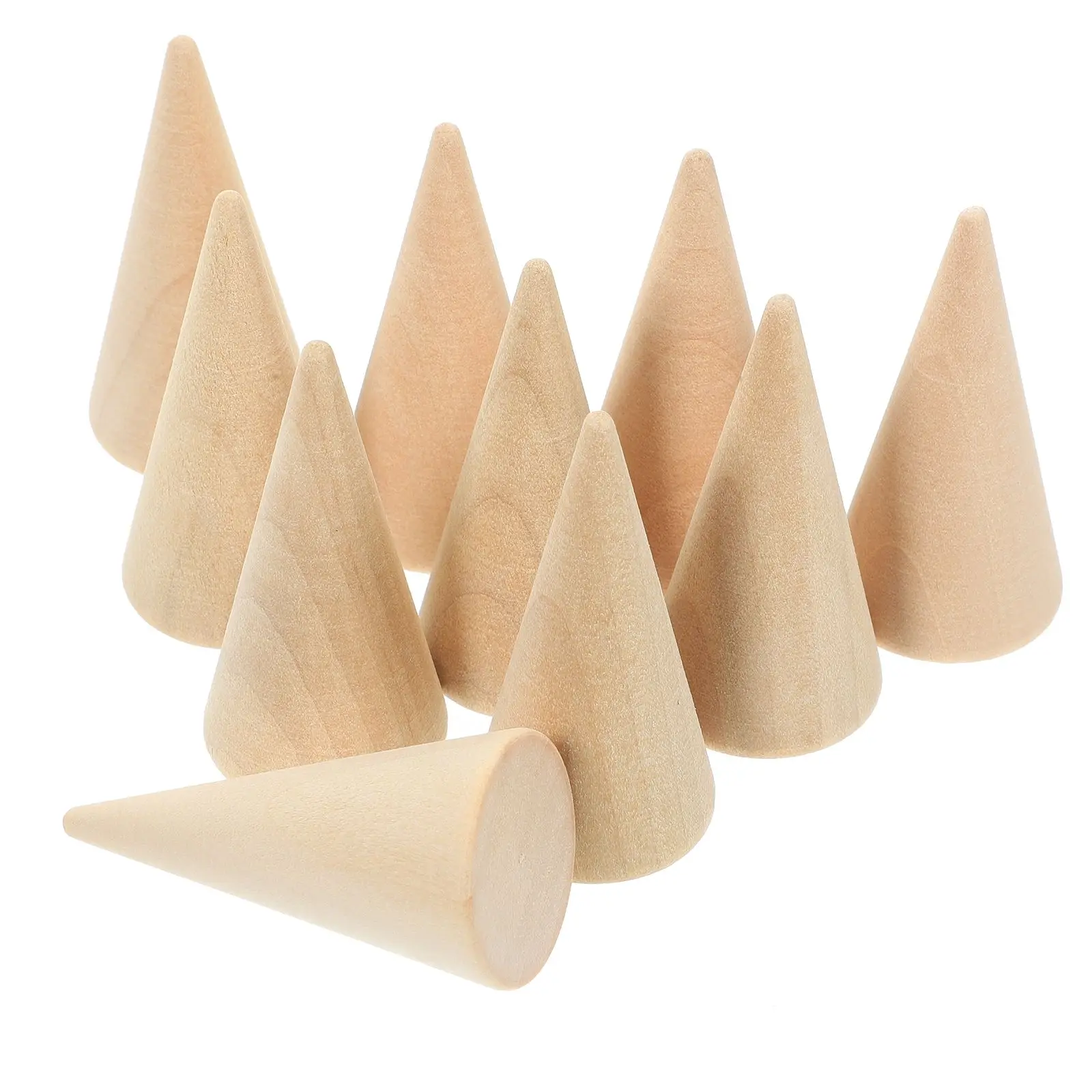 

10 Pcs Wood Am Ornament Unfinished DIY Craft Jewelry Ring Holder Toy Forms For Sewing Diy Craft Cone Accessories