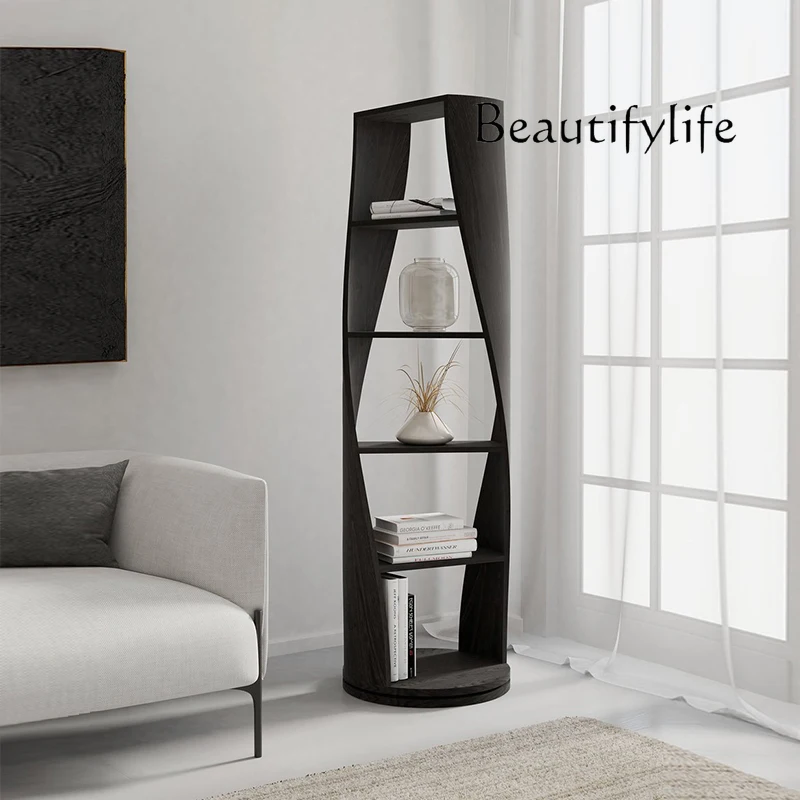 

Creative rotating bookshelf Corner shelf Special-shaped solid wood bookcase Home art decoration shelf