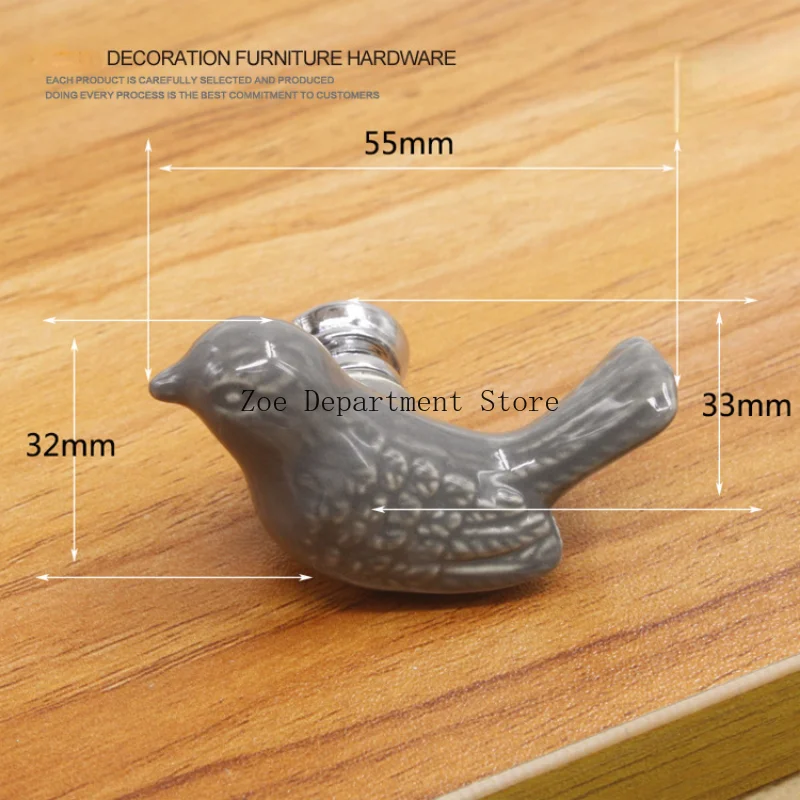 Cute Bird Shape Ceramic Handles for Furniture Various Colors Cabinet Pulls Home Decor Handle for Children\'s Room Kids Knobs