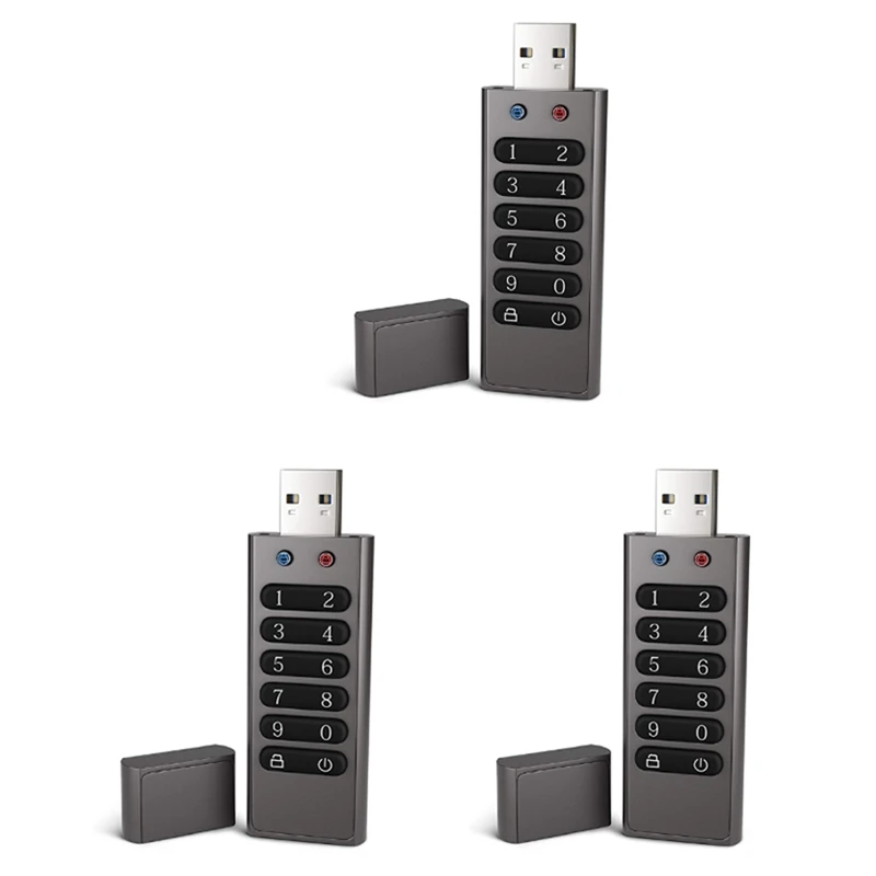

3X Secure USB Drive, Volkcam 32GB Encrypted USB Flash Drive Hardware Password Memory Stick With Keypad U Disk Flash