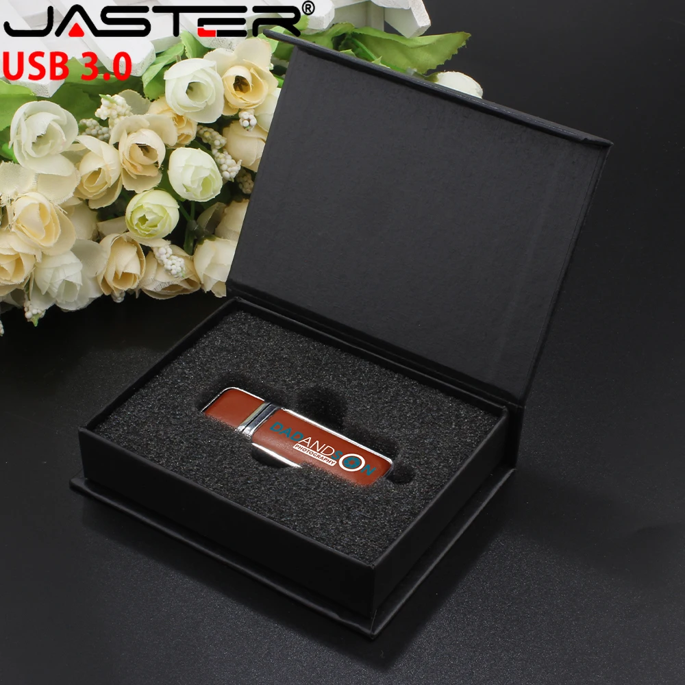 Imagem -05 - Usb 3.0 Flash Drive com Logotipo Personalizado Gratuito Memory Stick Box Caneta de Couro Branca e Preta Presente de Casamento Alta Velocidade 64gb 128gb 20 Pcs por Lote