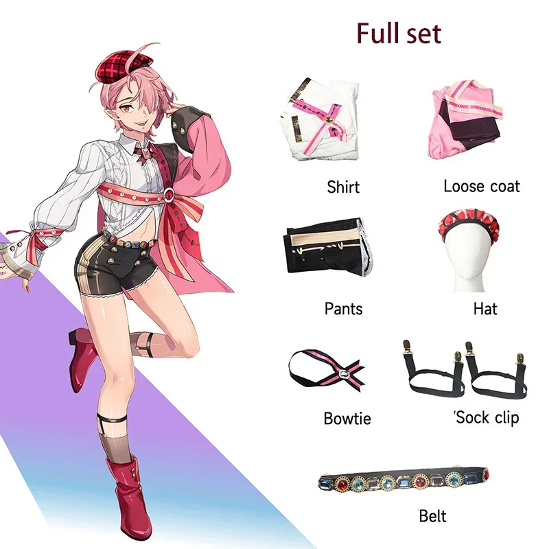 Aster Role-playing Costume Wig Game Nu Carnival Aster Cosplay Outfits Halloween Party Set Short Pink Hair Role Play