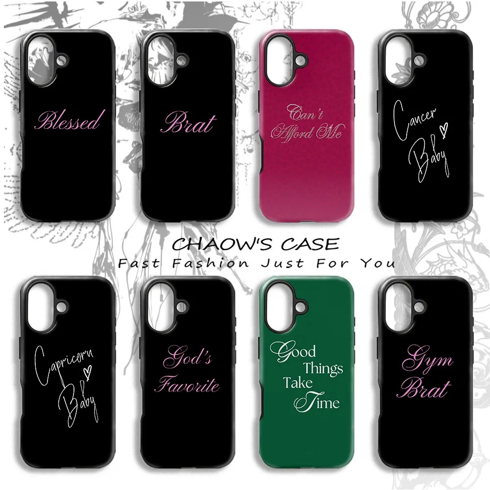 Black Script Phone Case for Samsung Galaxy S20 S23 S24 S25 S26 FE Plus Ultra Edge 4G 5G Luxury Double-layer Cover