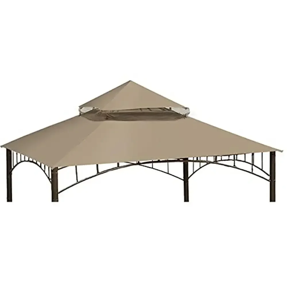 

Replacement Canopy Madaga Gazebo L-GZ136PST Beige Waterproof Roof 10' x 10' Summer Breeze Soft Top Gazebo Metal Frame Privacy