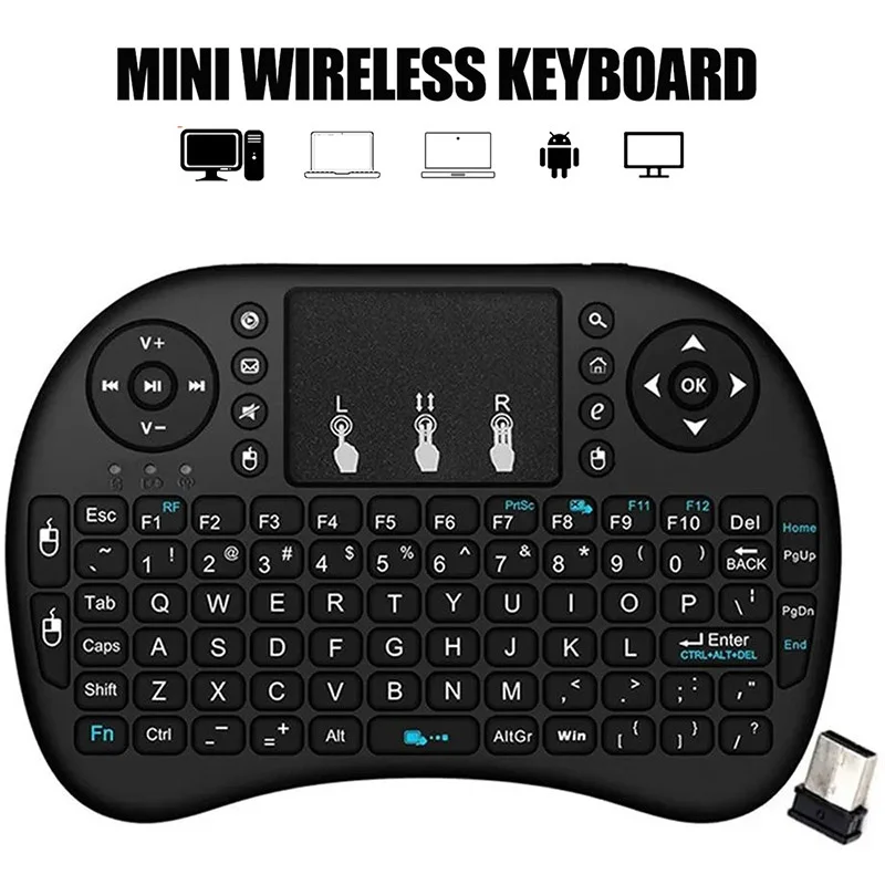 Mini Bluetooth Keyboard 2.4G Dual Mode Handheld Fingerboard No Backlit Mouse Touchpad Remote Control For Win 10 TV Box Laptop PC