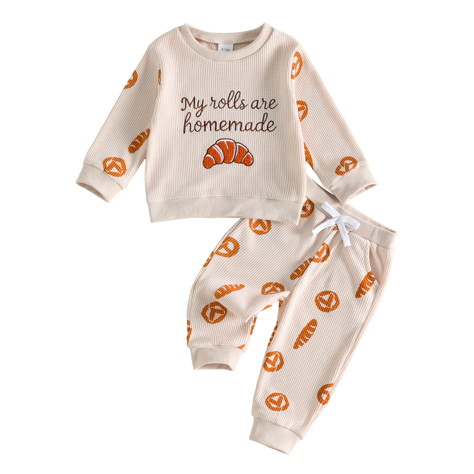 Toddler Baby Thanksgiving Outfit Bread Letter Sweatshirt and Pants 2Pcs Set