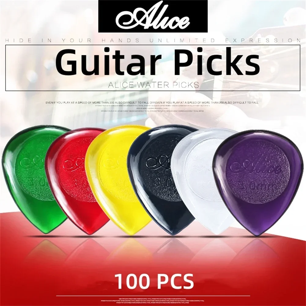 100Pcs Alice Guitar Picks Plectrums Large Stubbies Big 1mm 2mm 3mm Alice Acoustic Electric Bass Pic Plectrum Guitar Picks