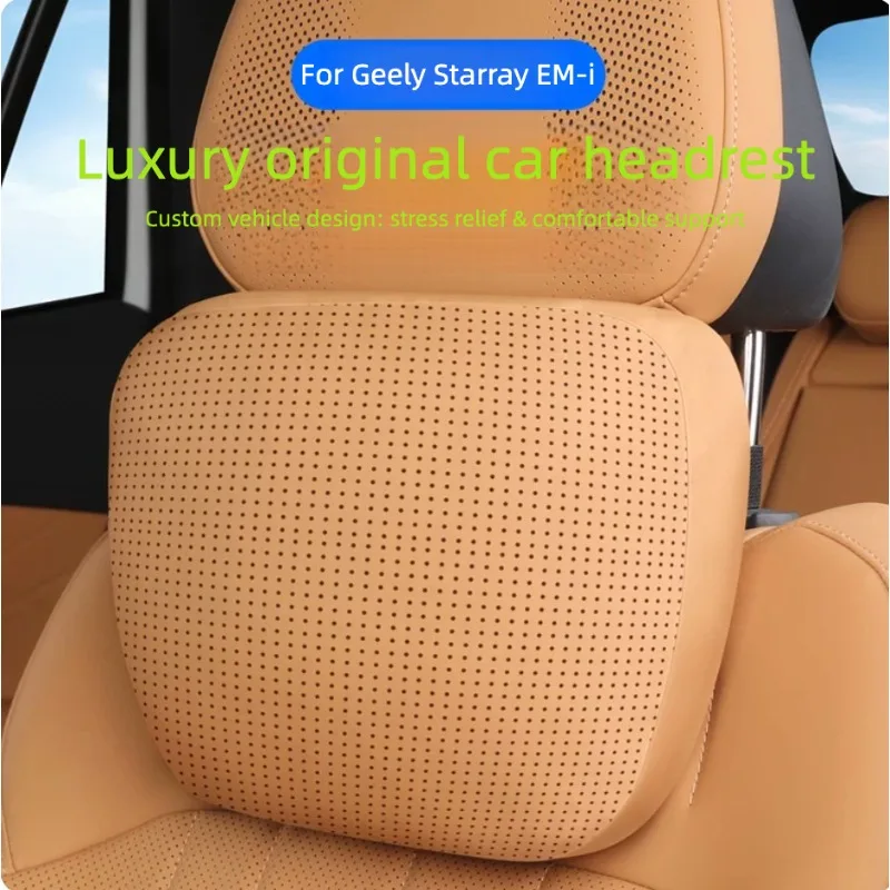 For Geely Starray EM-i 25-27 Original Style Suede Car Headrest Neck Support Pillow Lumbar Back Cushion Auto Interior Accessories