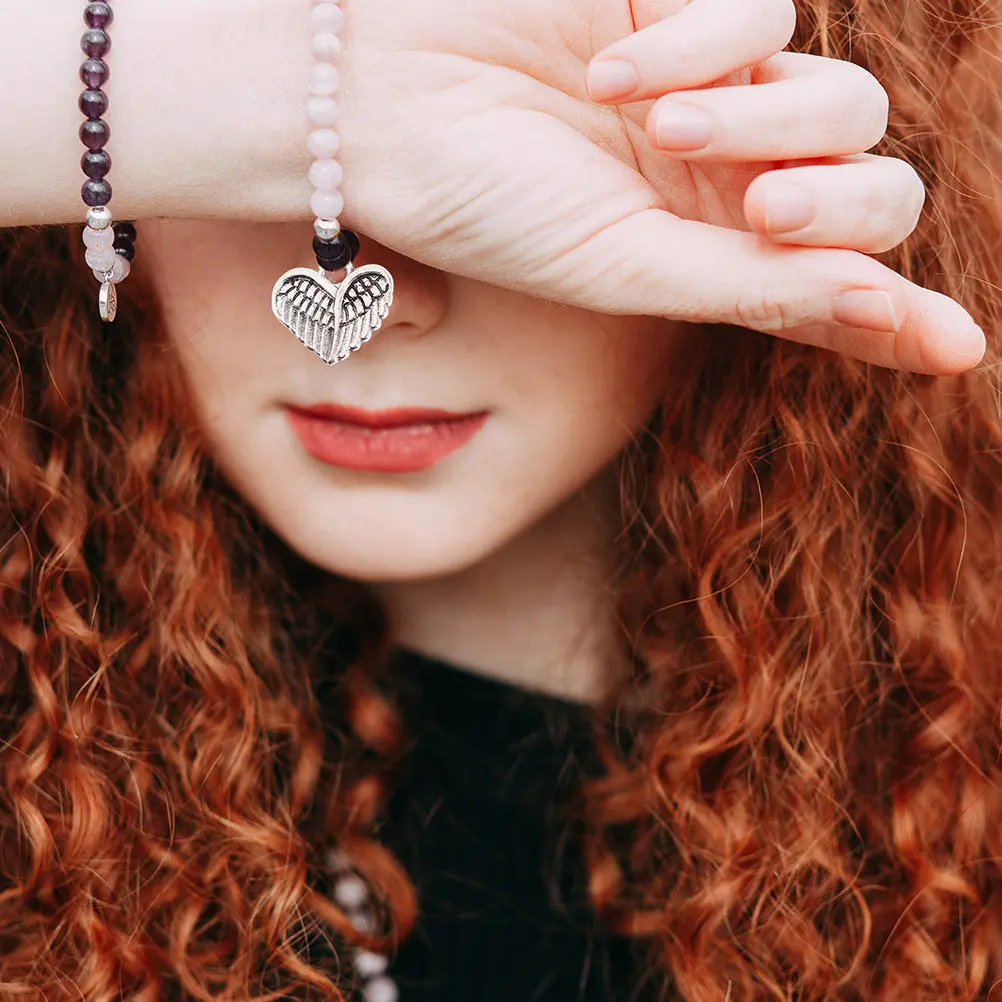 

50Pcs Adorable Heart Wing Pendant Alloy DIY Jewelry Charms for Women Handmade Necklace Bracelet Keychain Craft Decor