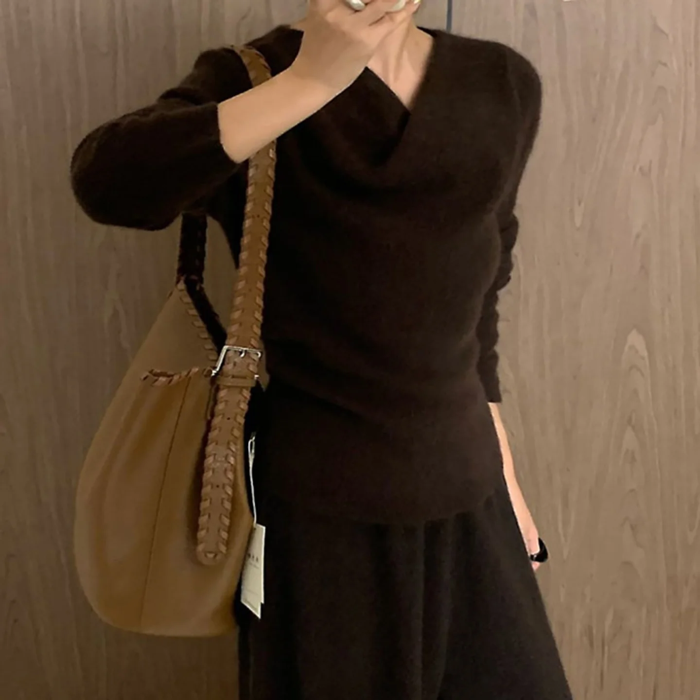 Chic Commuter Sle Damen-Strickwaren, weiches, gerafftes Design, schlankmachender Neline-Pullover, vielseitiges langes Sve-Top