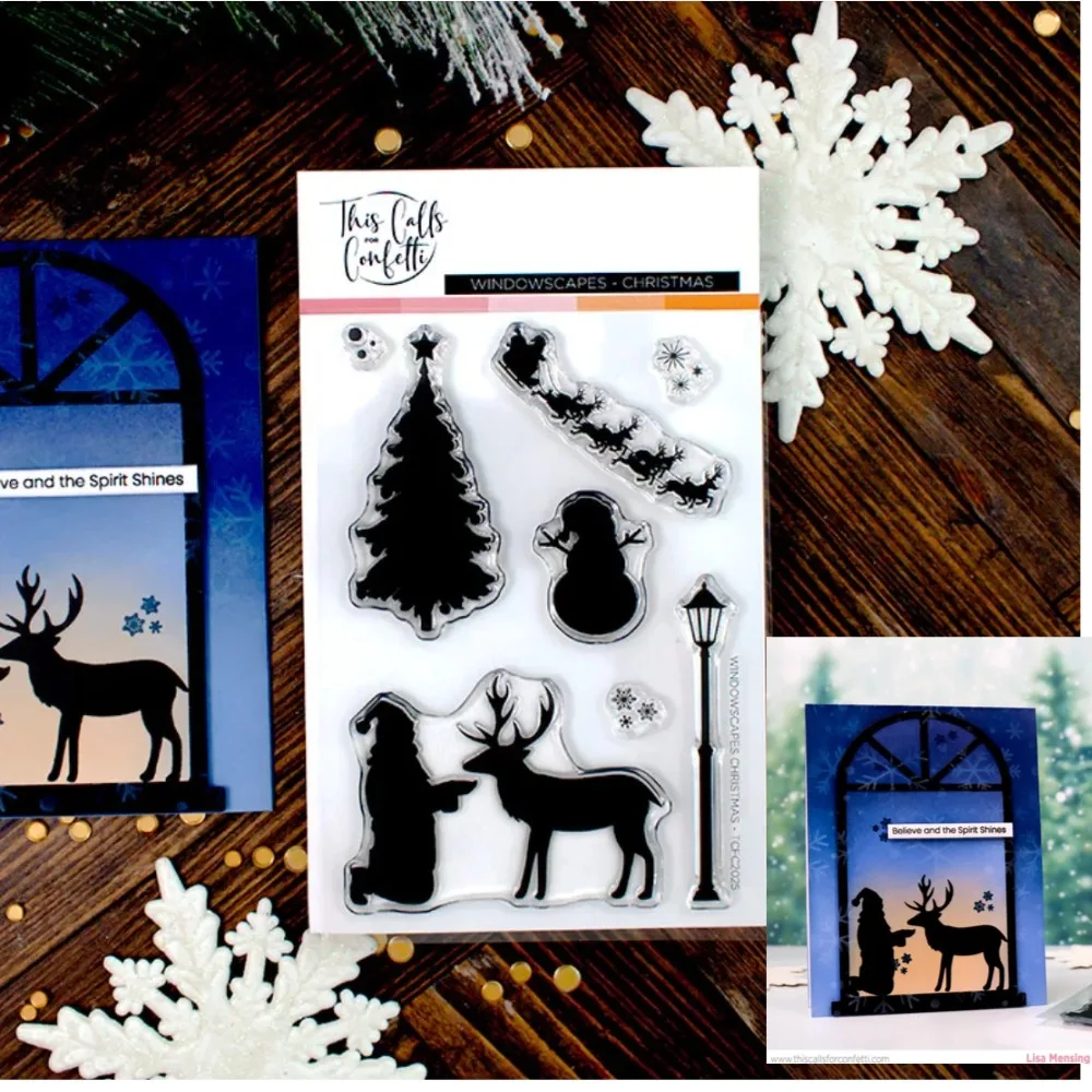 

2025 new tree and deer street light Stamps Scrapbook Diary Decoration Stencil Embossing Template DIY Greeting Card Handmade(