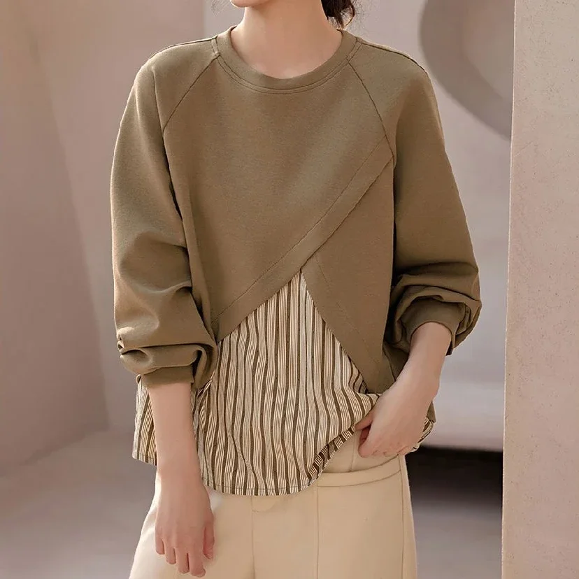 

Spring and Autumn Woman Tops Striped Sweatshirt for Women Fashion Dropshiping Casual Korean Pullover Basic Cheap Kpop E M Xxl