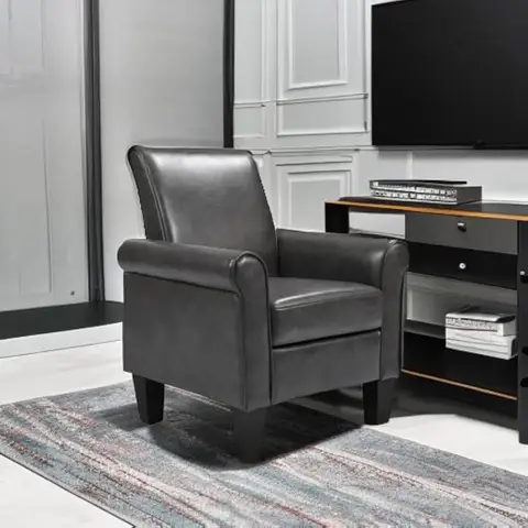 THSUPER फॉक्स लेदर एक्सेंट चेयर आर्म चेयर, मॉडर्न क्लब चेयर, लिविंग रूम के लिए आरामदायक सिंगल सोफा - ग्रे 6 best sales आरामकुर्सी - №4