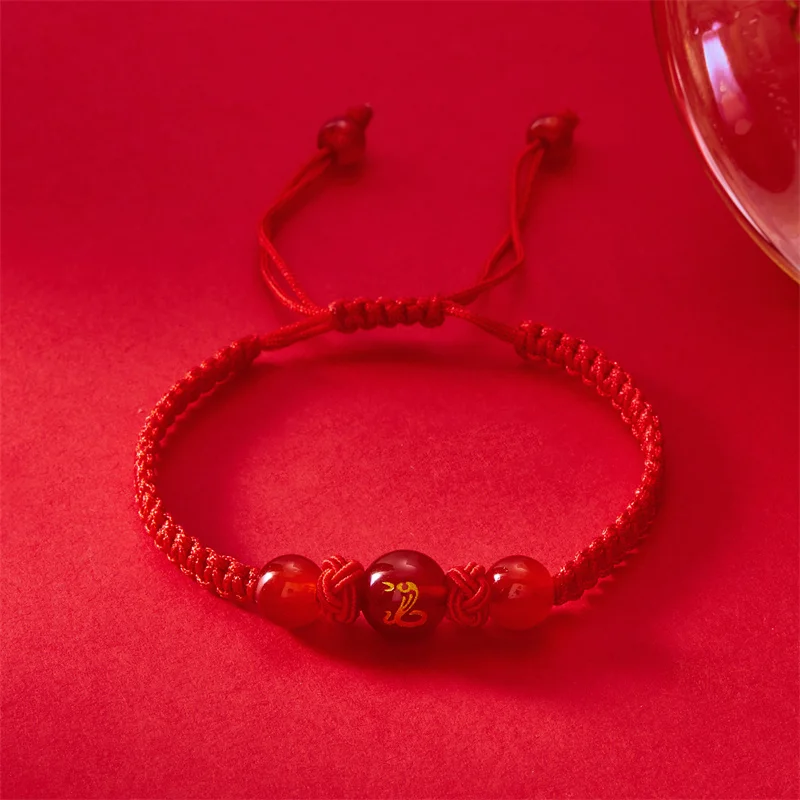 2025 Snake Year Lucky Red Rope Bracelet Chinese Style 12 Zodiac Animal Braided Bracelets Women Men Fashion Jewelry Birthday Gift