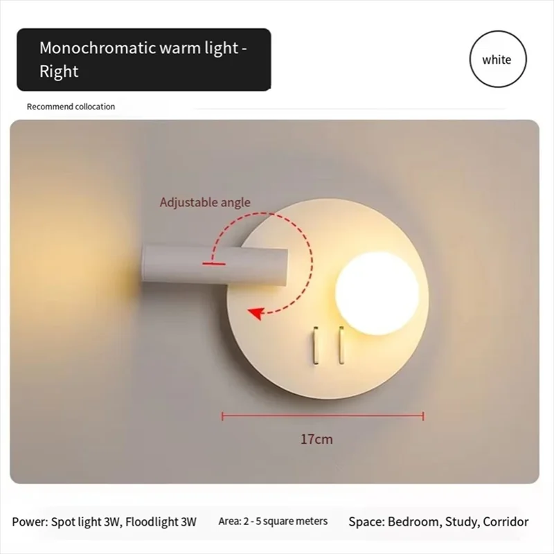 ABDJ-조정 가능한 흰색 벽 램프 호텔 침실에 이상적, 침대 옆 호텔 침실, 침대 옆에 이상적