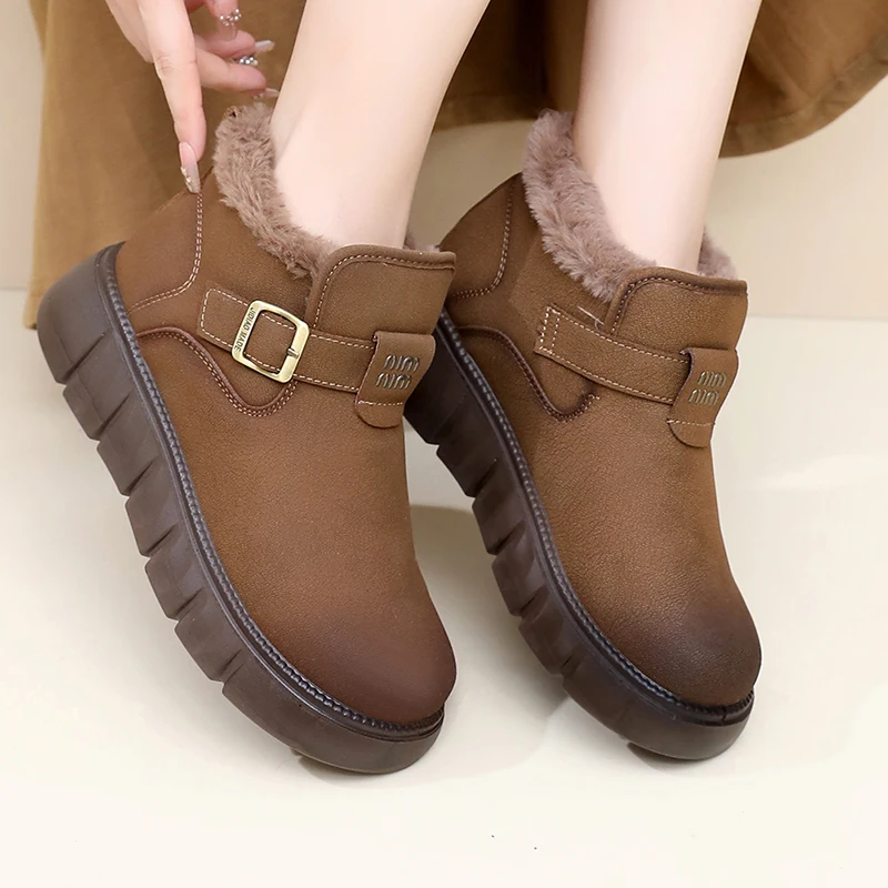 

Женская зимняя утолщенная хлопковая обувь 2025 года, теплая и модная повседневная универсальная нескользящая и прочная обувь для доставки