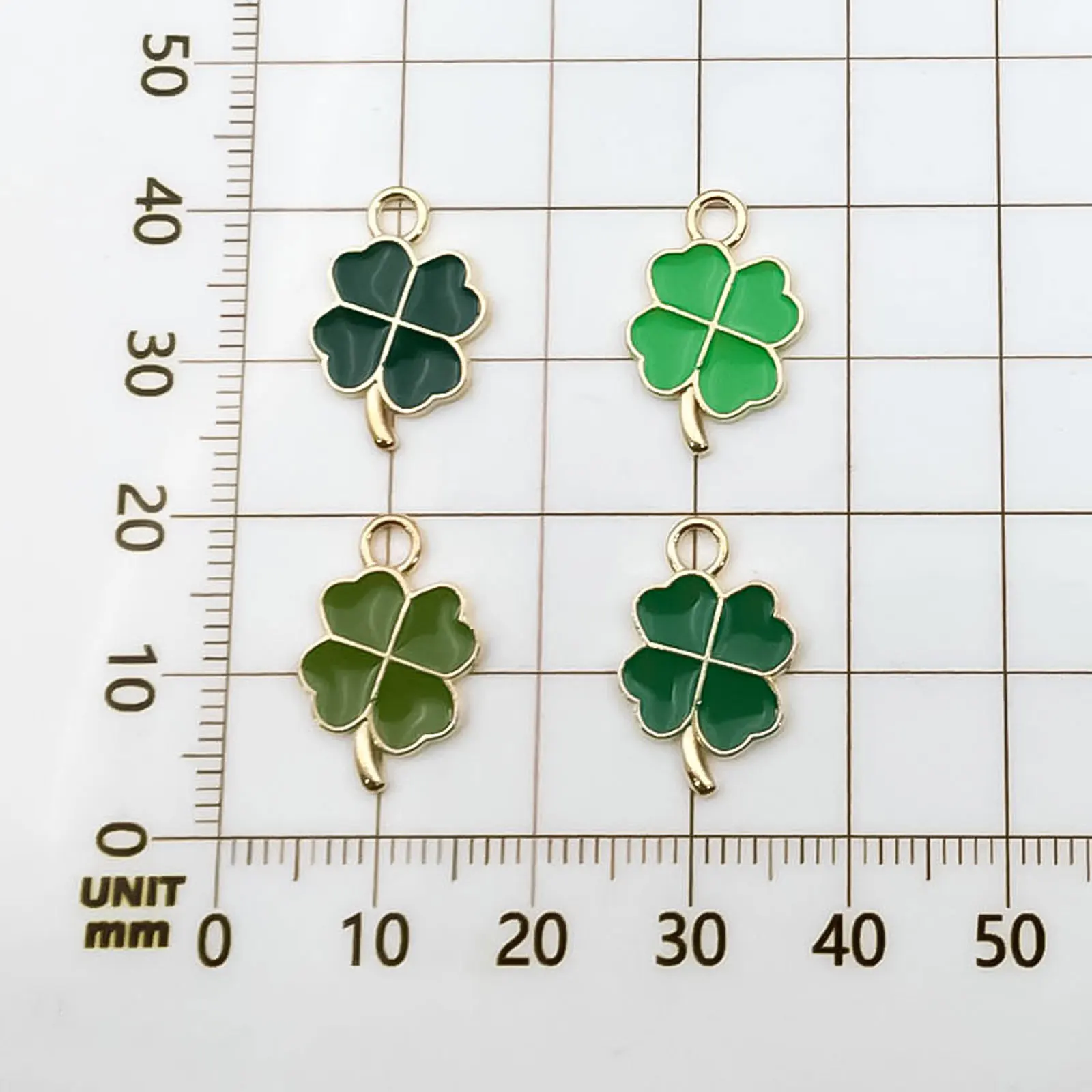 20/48Pcs Enamel Green Four-leaf Clover Charms Pendant For St. Patrick\'s Day DIY Necklace Bracelet Earrings Jewelry Making