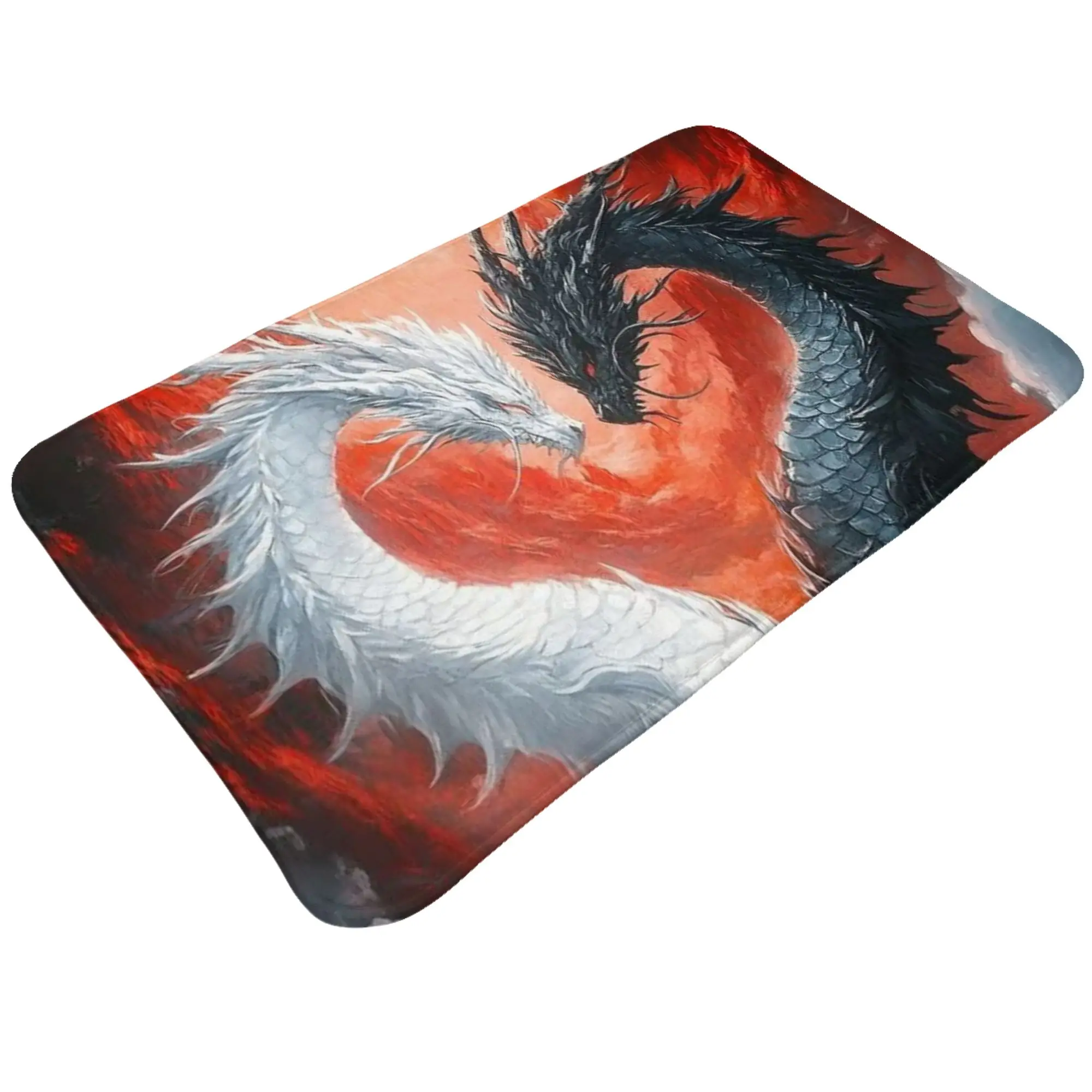 Black White Yin Yang Dragon Illustration Doormat Bedroom Living Room Mat  Balcony Home Decoration