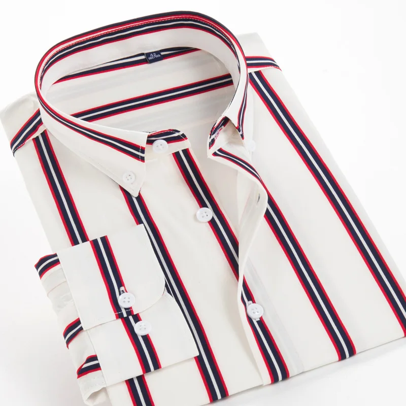 

2024 new styles for four seasons Men's Autumn Professional Long Sleeve Shirt Business casual striped wedding shirt for men