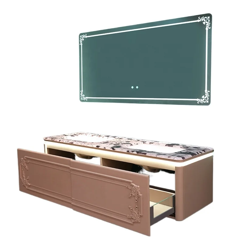 

Двойная раковина, туалетный столик для ванной комнаты, туалетный столик, роскошное зеркало, домашний двойной шкаф для ванной комнаты