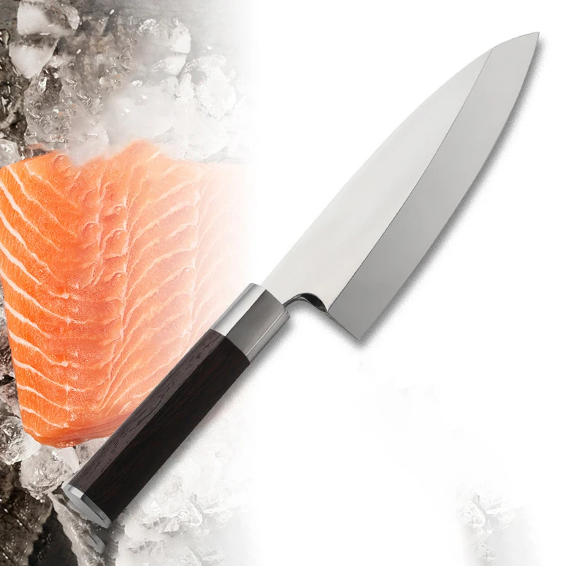 Cuchillo Deba de 8.3 Pulgadas, Hoja de un Solo Filo, Mango de Wenge, Cuchillo para Cortar Sashimi, Picador de Sushi, Cuchillo de Cocina Forjado a Mano para Pescado