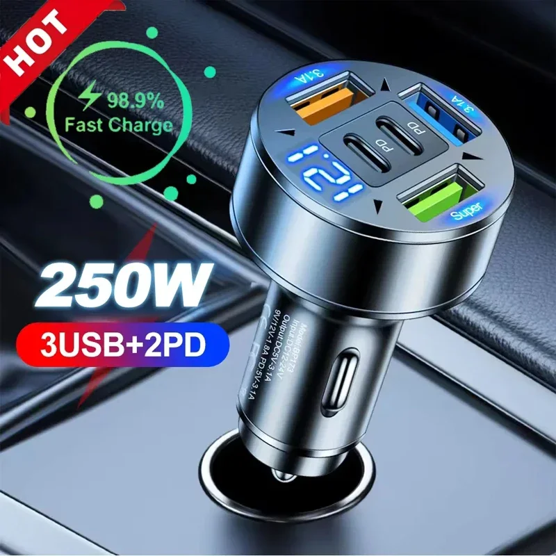 Car charger, super fast charging, car cigarette lighter, one to four conversion plug, mobile phone fast charging