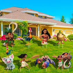 Moana 8 PCS Birthday Party Yard Sign with Stakes, Moana Yard Decorations Moana Party Supplies for Fans Birthday Party Decoration
