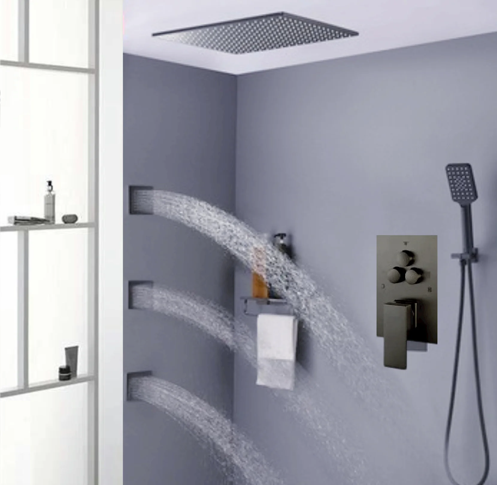 الاستحمام التجاري والمنزلي بأزرار نحاسية مخفية