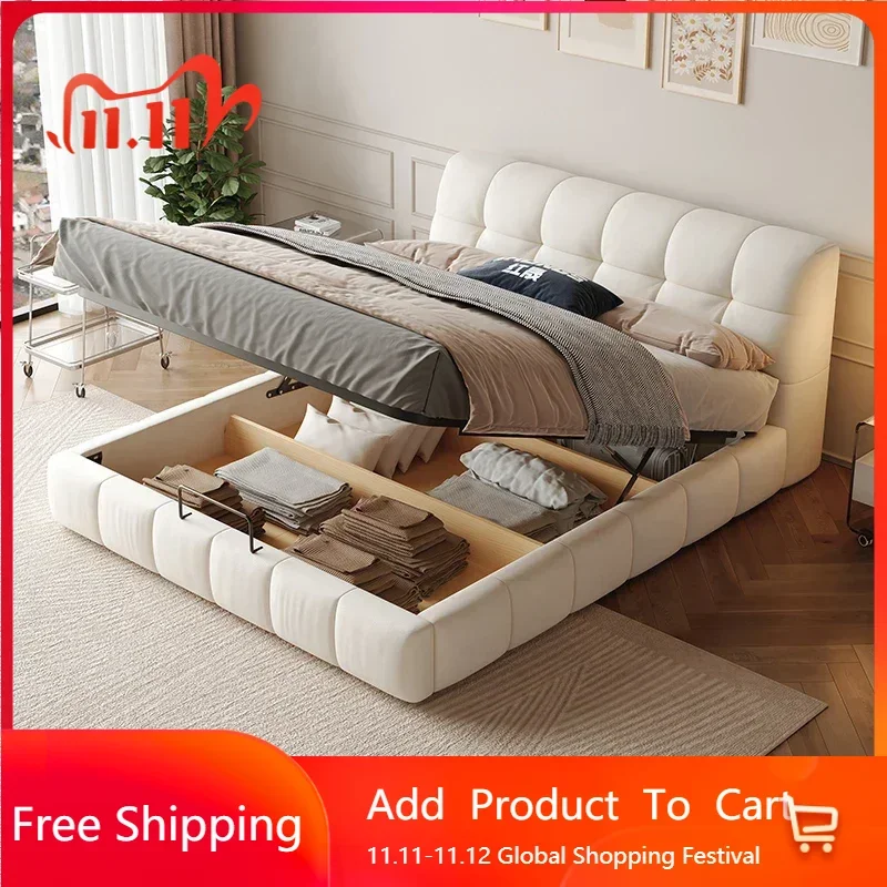 

Unique Nordic White Double Bed Frame Simple Modern Adults Bed Princess Queen Postmodern Muebles Para El Hogar Hotel Furniture