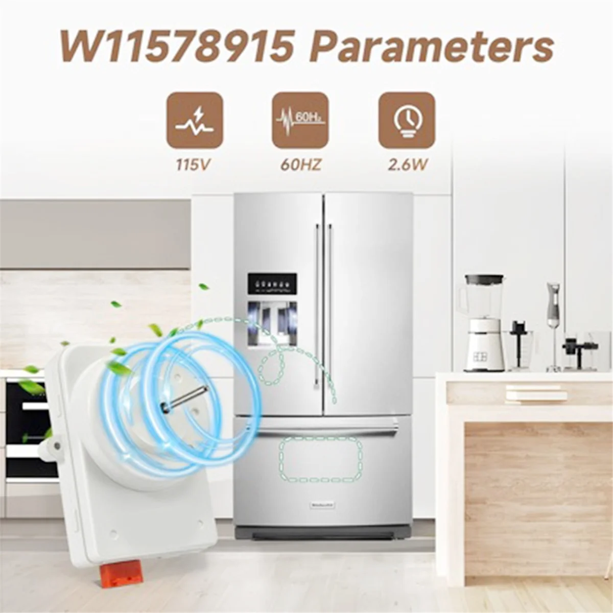 

JLMC W 11578915 В 10522629 Мотор вентилятора конденсатора для холодильника Whirlpool A8RXCGFXS00 A8RXCGFXS01