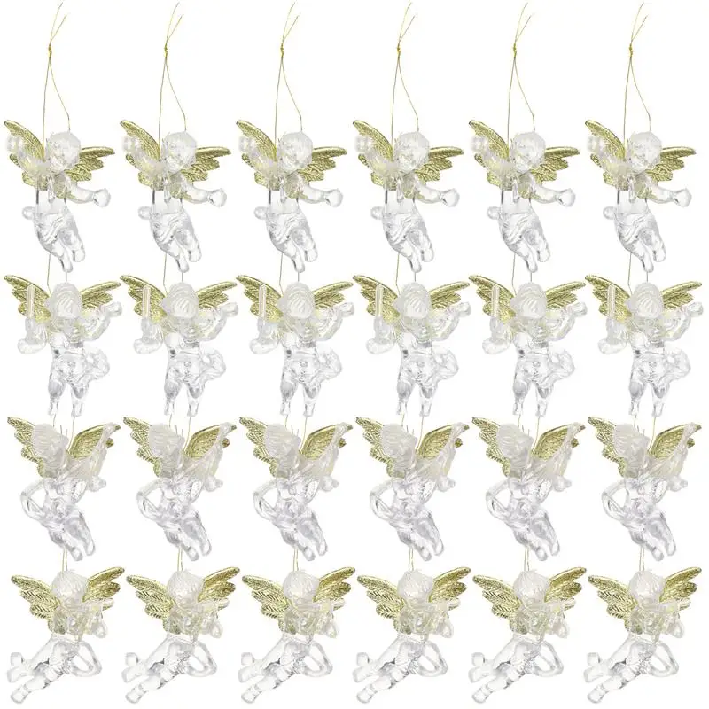 

24pcs 6cm Christmas Hanging Ornaments Transparent Angel Pendants Chic Decors Christmas Tree Decoration Angel Pendant