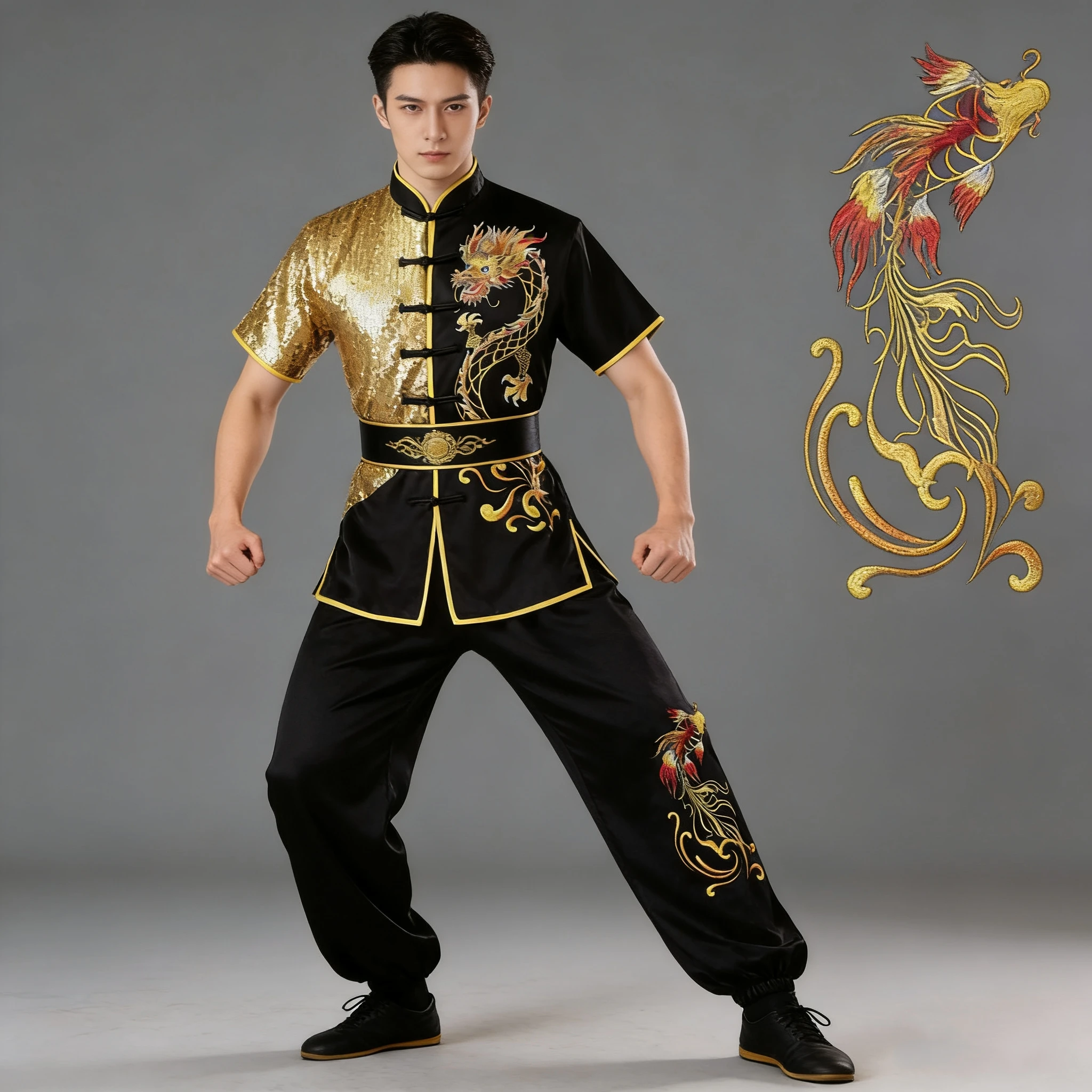 Conjunto de Roupas Tradicionais Chinesas de Dragão para Homens e Mulheres, Uniforme de Wushu, Roupas de Kung Fu, Uniforme de Artes Marciais, Roupas de Tai Chi, Taoista Shaolin