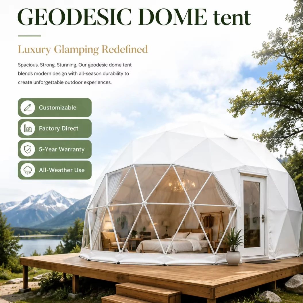 Custom Spherical Geodesic Dome Tent Transparent PVC Waterproof Garden Greenhouse Tent for Resort Outdoor Glamping