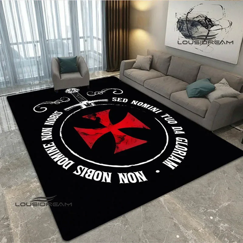 Crusade Cross Templars Knight Printed Non -slip carpet carpets for living room area rug Door pad anime rug birthday gift