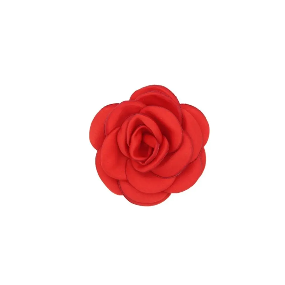 Satin Rose Fabric Artificial Flower Women Wedding Dress Decoration 6cm Handmade Silk Camellia Flower Pin DIY Hair Accessory