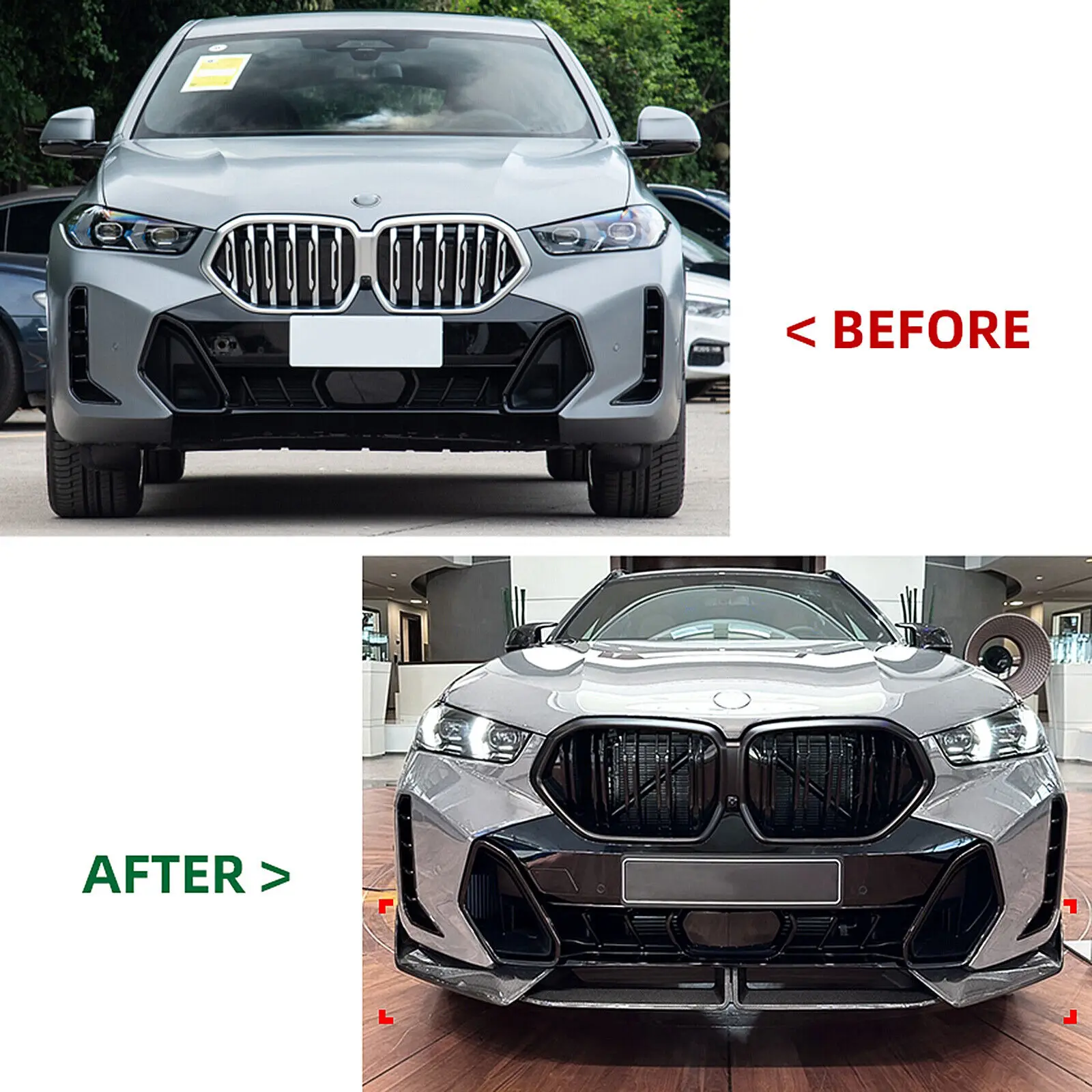 For BMW G06 X6 M Sport Lower Front Bumper Lip Splitter Spoiler Carbon Print LCI