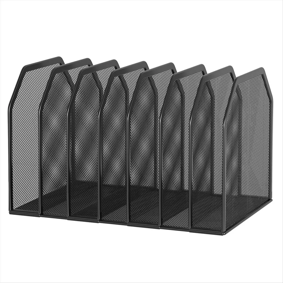 A50U Metal 7-Section File Folder Organizer for Desk Vertical File Holder Duty Mesh Document Sorter for Books, Binder