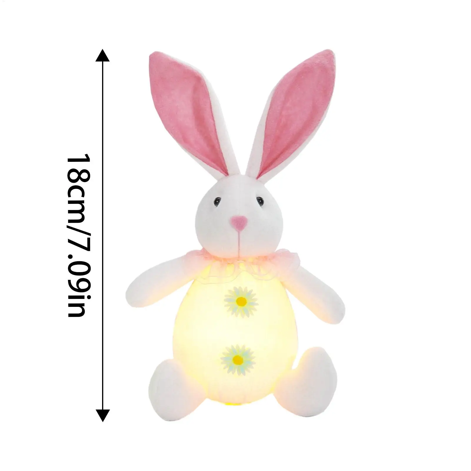 ตุ๊กตากระต่ายอีสเตอร์มีไฟ LED ของเล่นตุ๊กตากระต่ายนุ่มๆ ทำมือ ของตกแต่งโต๊ะทำงานสำหรับเด็ก