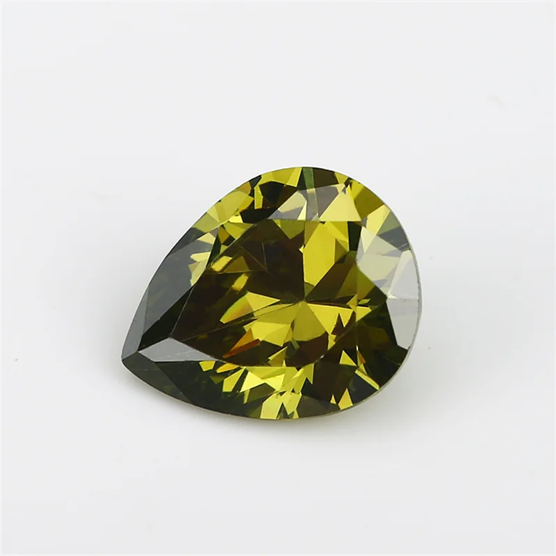 

50PCS 2x3~13x18mm Pear Shape Loose CZ Stone Olive Green Color AAAAA Cubic zirconia Synthetic stone For Jewelry DIY Stone